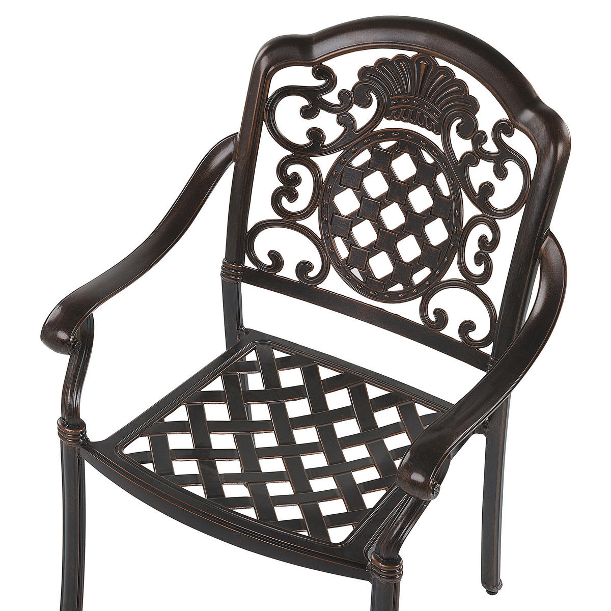 GARTENSTUHL 4er-Set Aluminium dunkelbraun Salento - Dunkelbraun, Metall (69/93/53cm) - Beliani