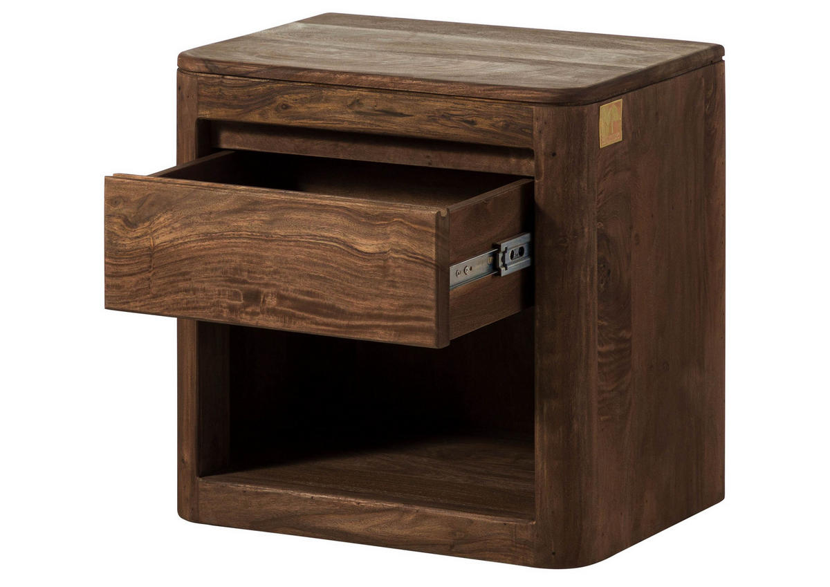 NACHTTISCH Sheesham 50x35x50 rot-braun gebeizt TORONTO #164 - Dunkelbraun, Holz (50/50/35cm) - Massivmoebel24