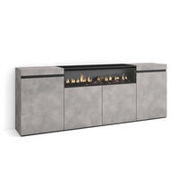 SIDEBOARD Elektrokamin, zementgrau, 200/35/75cm - Grau, Holzwerkstoff (200/75/35cm) - Skraut Home