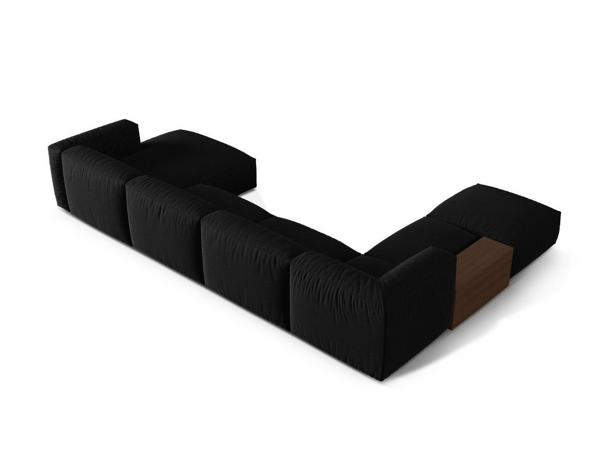 MODULARES-PANORAMASOFA links Martina aus strukturiertem Stoff schwarz 5 Sitzplätze - Schwarz, Textil (280/75/406cm) - Micadoni