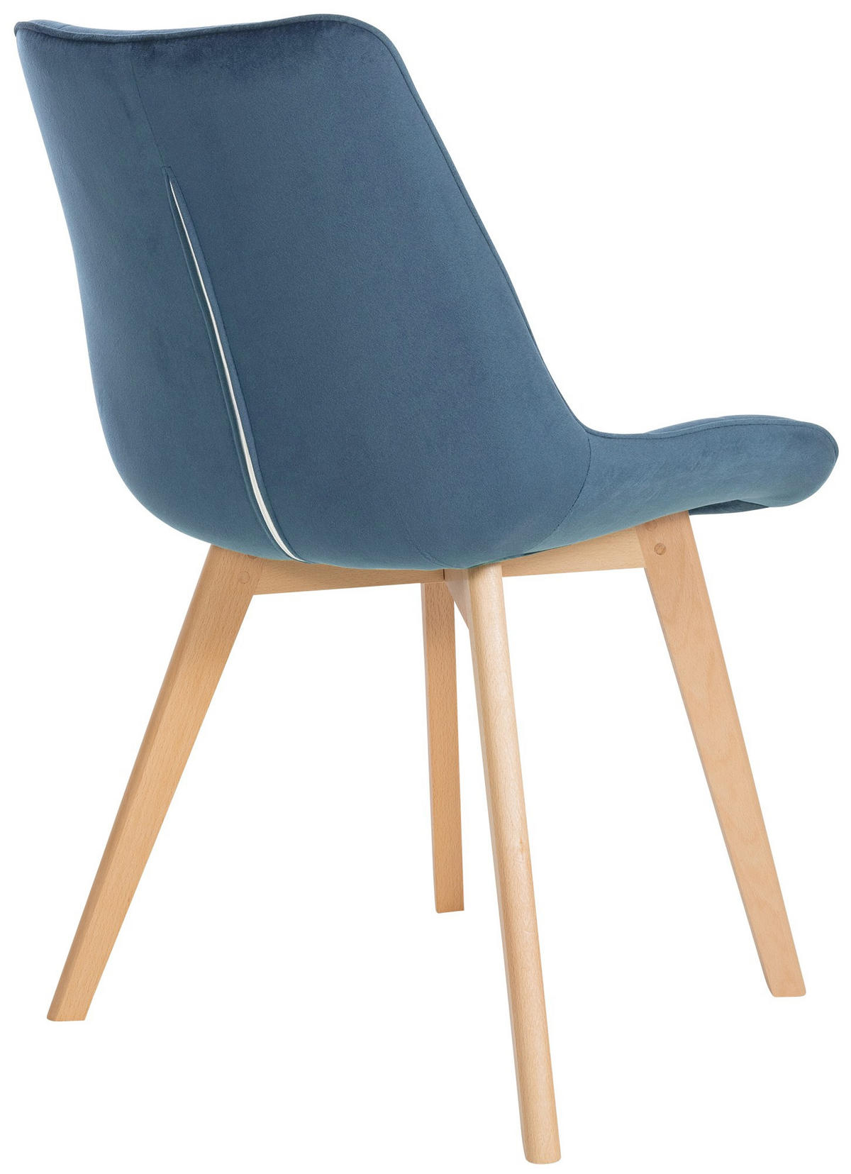STUHL Samt blau - Blau/Eukalyptusholzfarben, Holz/Textil (54/84/63cm) - CLP