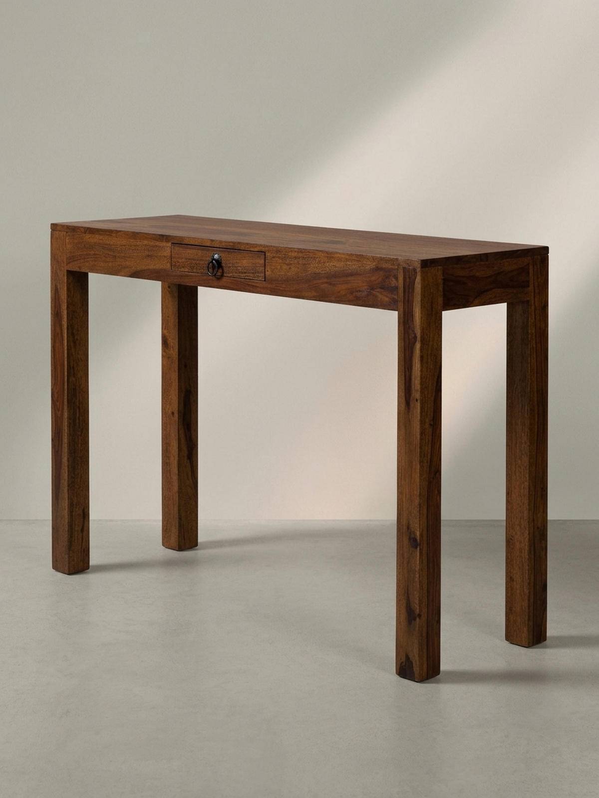 SCHREIBTISCH – Massivholz, 118x40x76 cm, dunkelbraun, kompakt, handgefertigt - Dunkelbraun/Braun, Holz/Metall (40/118/76cm) - KADIMA DESIGN