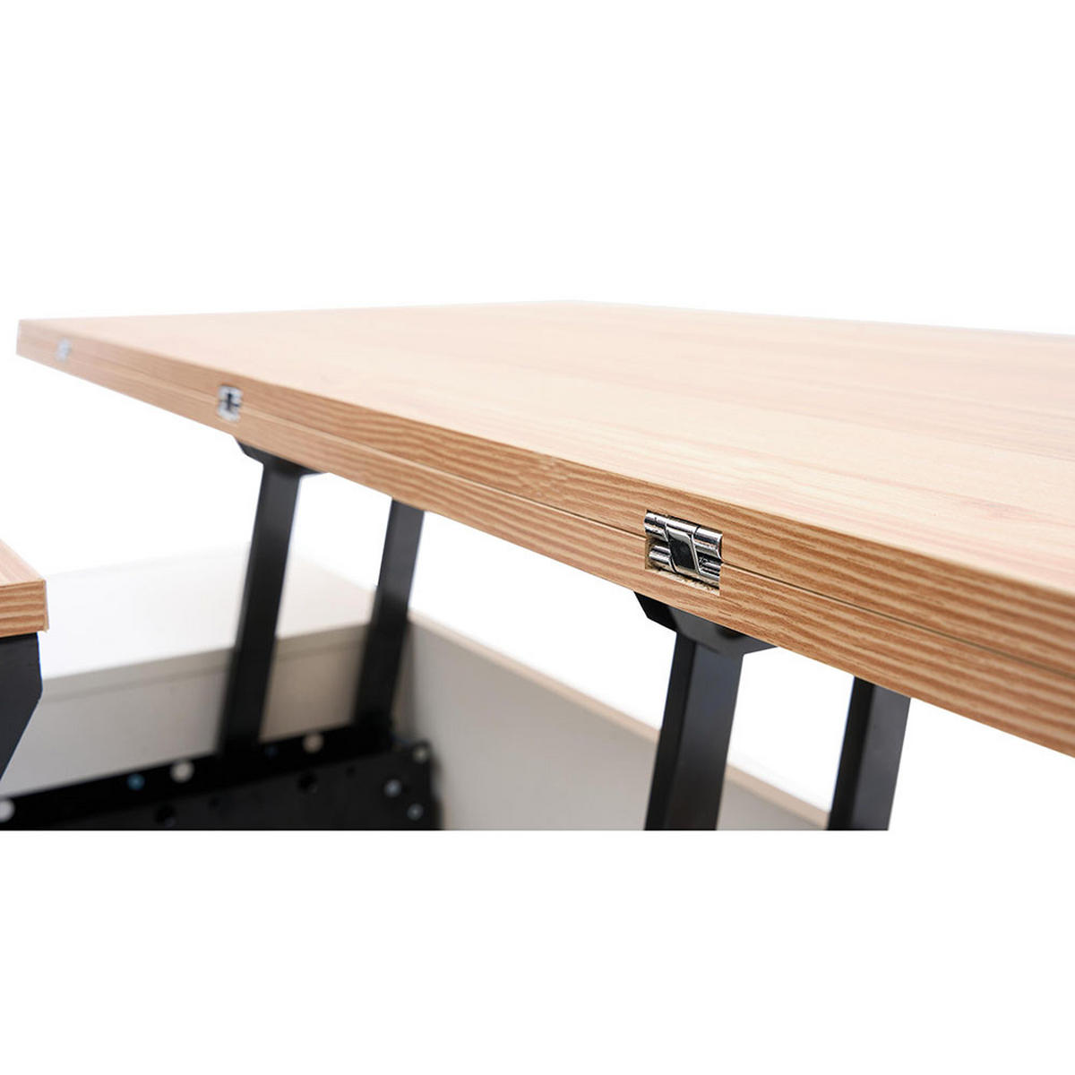 COUCHTISCH mit Doppel-Hebemechanismus，weiß - Weiß, Holz (100/50/55.5cm) - KOMHTOM