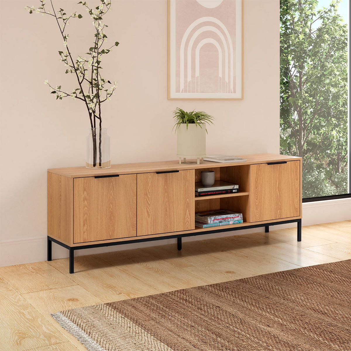TV-ELEMENT Auri 3 türen Eichenfarbe - Honigeiche, Holzwerkstoff (160/55/40cm) - VS Venta-stock