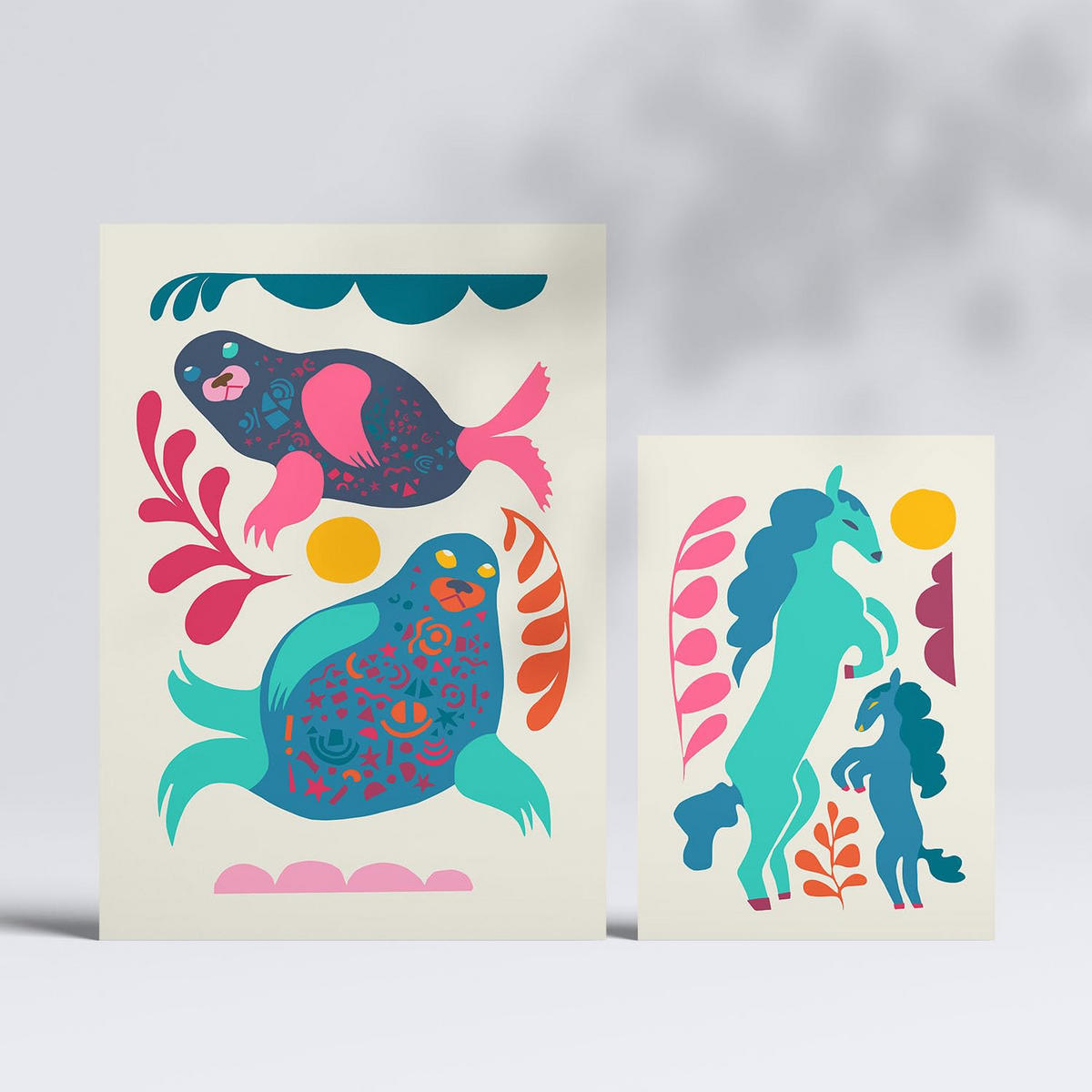 POSTER Set Mit 6 Lebende Harmonie In Tiere Zusammenfassungen A3 & A4 Rahmenlos - Klar, Papier (29/3cm) - Nacnic