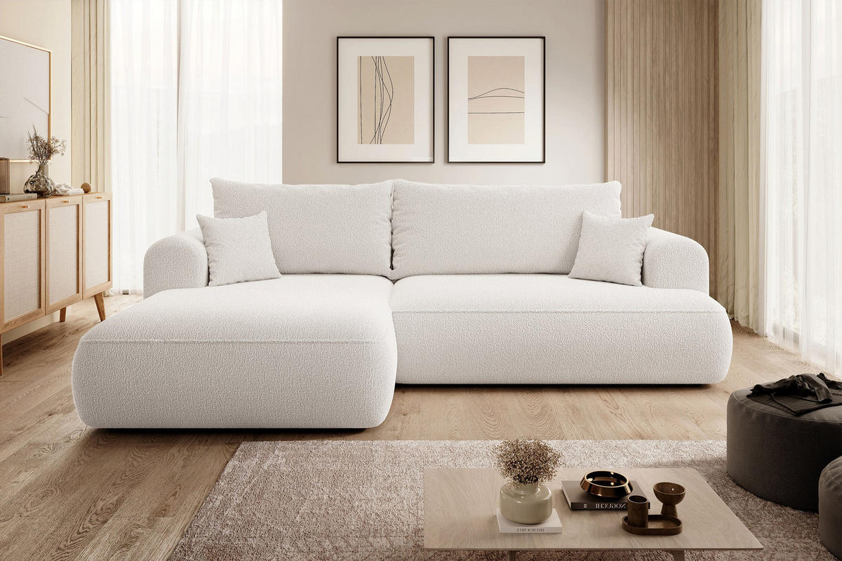 ECKSOFA Ovo Cremeweiß Boucle - Creme, Textil (260/165cm) - Selsey