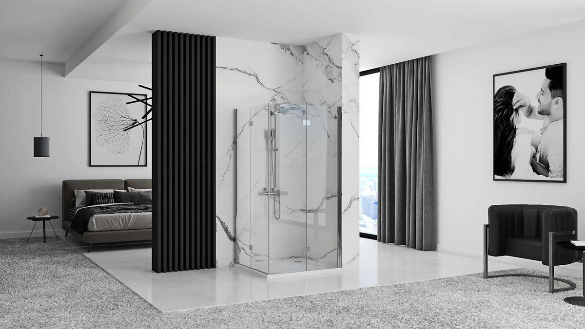 FALTTÜR Duschkabine Rea Fold Modul N2 100x120 - Chromfarben, Glas (100/120/190cm) - REA