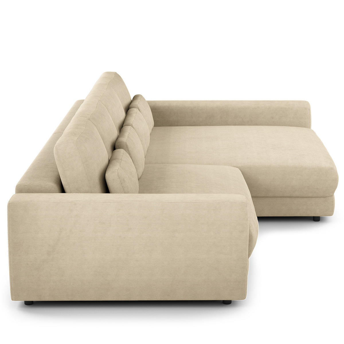 ECKSOFA mit XXL-Longchair - Beige/Schwarz, Kunststoff/Textil (323/182cm) - home24