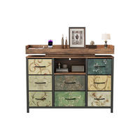 KOMMODE im Vintage-Stil mit 8 Stoffschubladen & LED-Beleuchtung - Multicolor, Holzwerkstoff (30/82/108cm) - SHOPENTRA