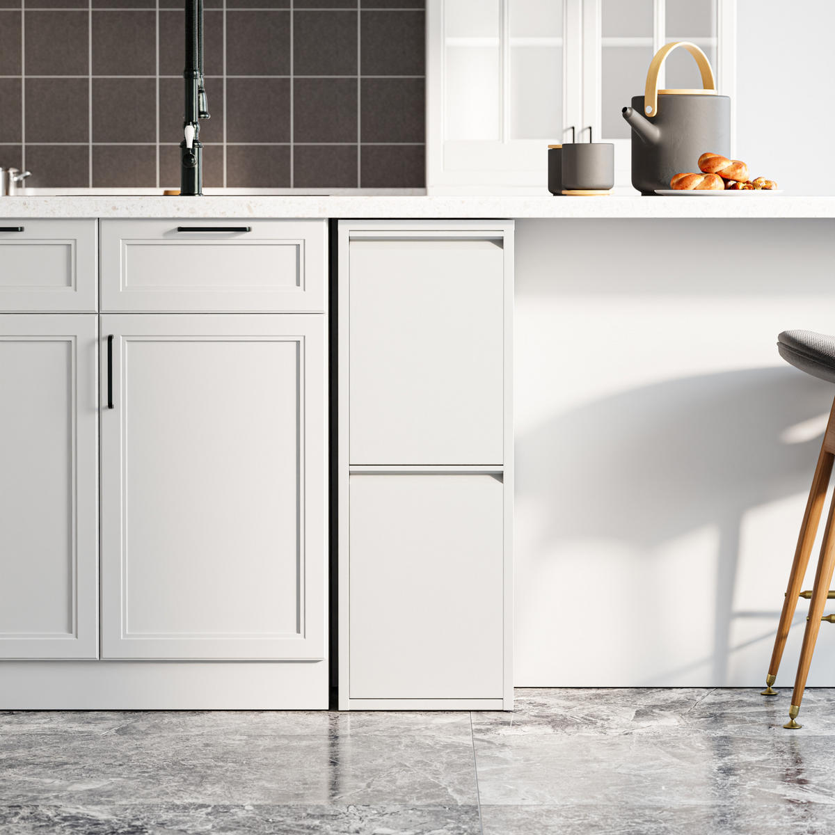 SKŘÍŇ NA ODPADKY Sollentuna - bílá, kov/plast (33/93/25cm) - [en.casa]