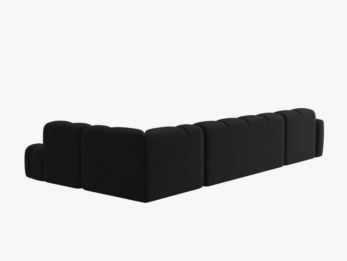 PANORAMASOFA rechts Lisa aus Samt schwarz 7 Sitzplätze - Schwarz, Textil (234/77/387cm) - Micadoni