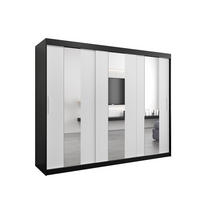 SCHWEBETÜRENSCHRANK 200/250/62 2-türig - Silberfarben/Schwarz, Holz/Kunststoff (250/200/62cm) - Abiks Möbel