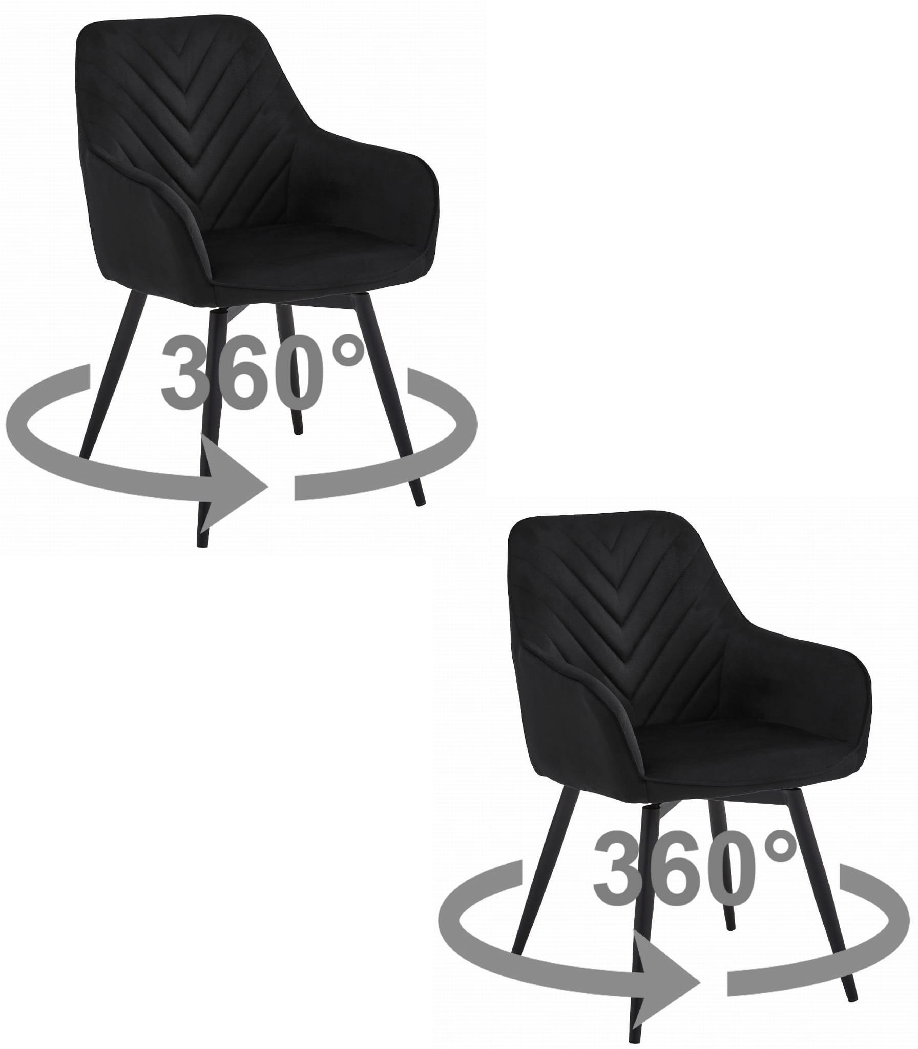 ESSZIMMERSTUHL 2-er Set WAAV360 schwarzer Sitz, schwarze Beine - Schwarz, Textil (56/83.5/61cm) - Valora