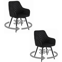 ESSZIMMERSTUHL 2-er Set WAAV360 schwarzer Sitz, schwarze Beine - Schwarz, Textil (56/83.5/61cm) - Valora