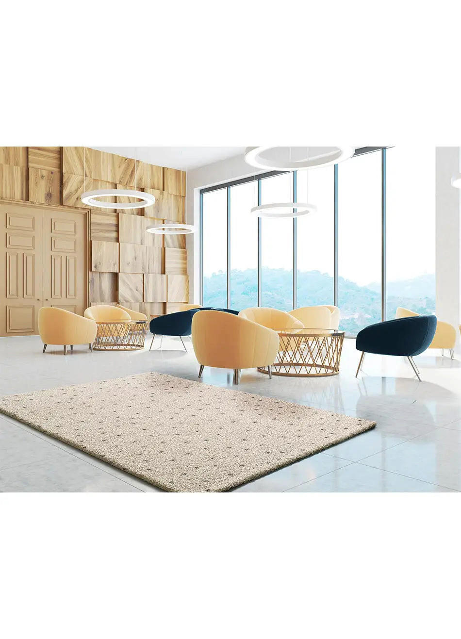 Thumbnail - Atticgo Hochflorteppich, Creme, Schwarz, Textil, Gepunktet, Rechteckig, 140x200 cm, Oeko-Tex® Standard 100, antistatisch...