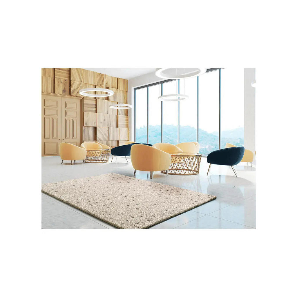 Thumbnail - Atticgo Hochflorteppich, Creme, Schwarz, Textil, Gepunktet, Rechteckig, 200x290 cm, Oeko-Tex® Standard 100, antistatisch...