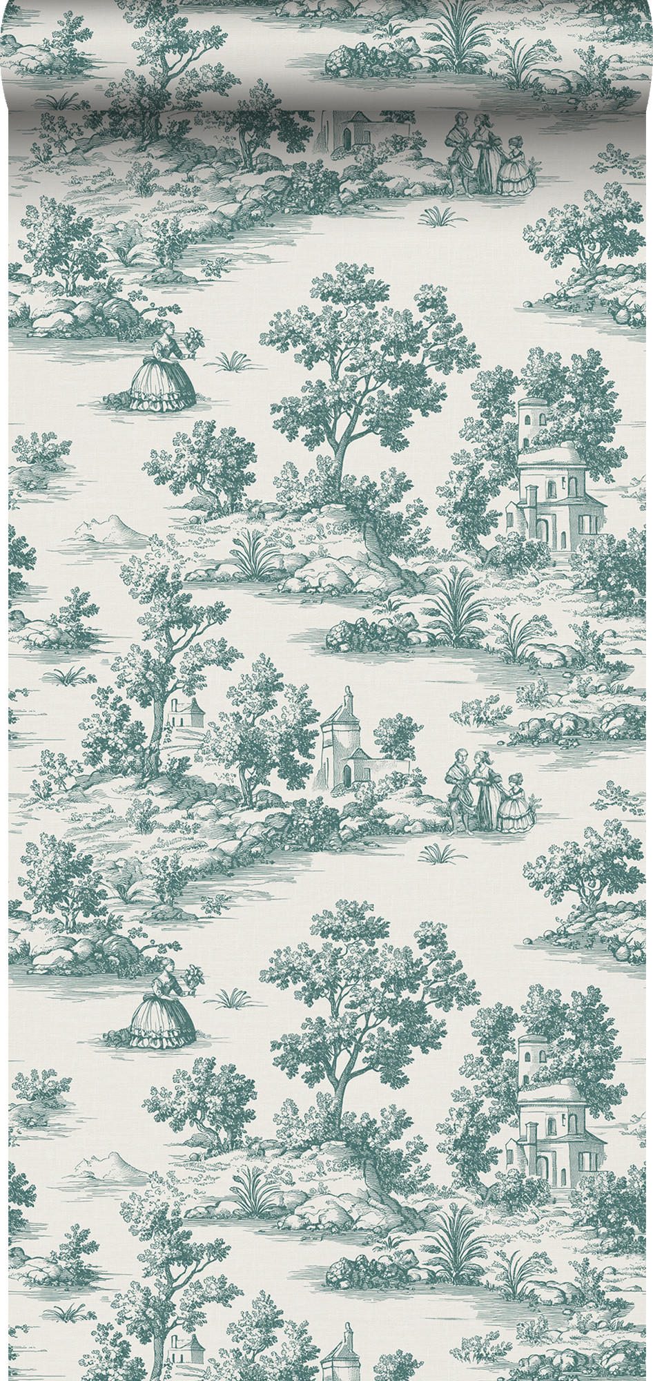 TAPETE Toile de Jouy 53 cm x 10 m - Grün, Papier (53/1000cm) - Sanders & Sanders
