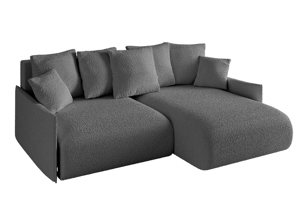 ECKSOFA Ottomane rechts ONESK-L -v1 216x177x72 Grau Bouclé - Platinfarben, Holzwerkstoff/Kunststoff (177/216cm) - ALTDECOR