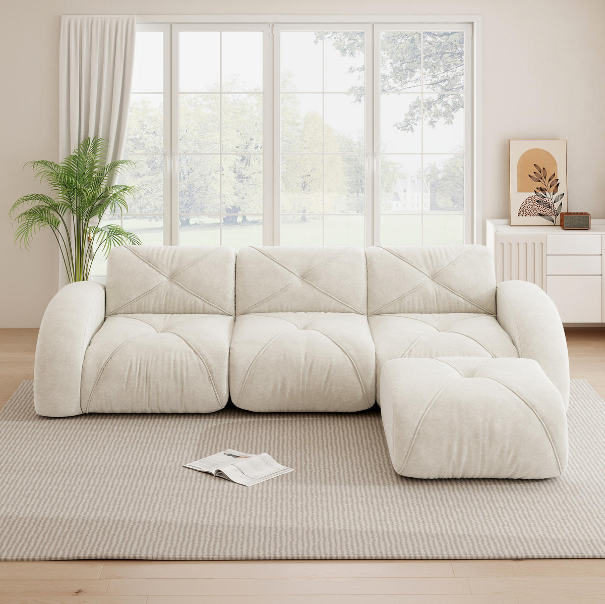 MODULSOFA aus Chenille White - Weiß, Kunststoff (171/281cm) - Meubliv