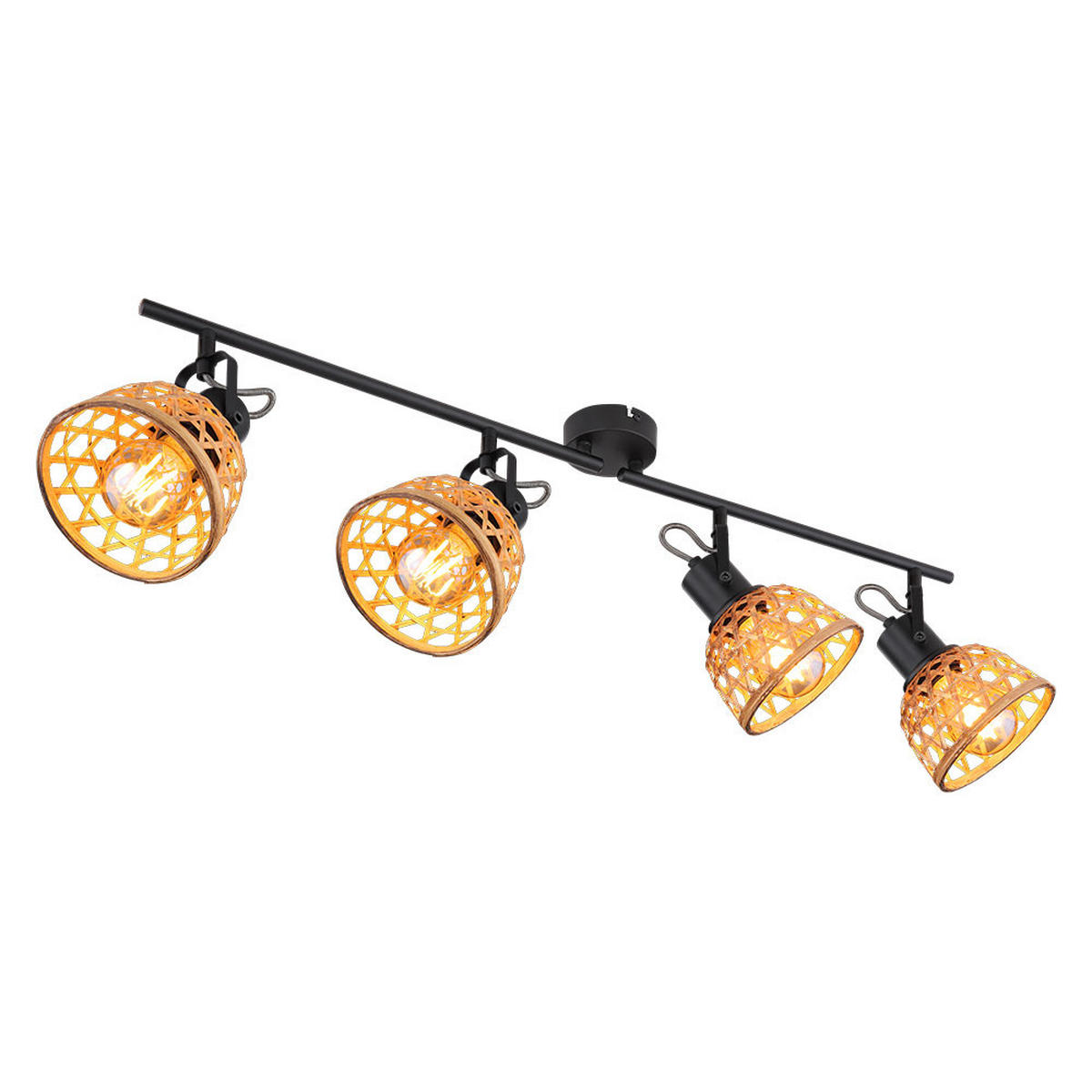 DECKENLEUCHTE Metall Bambus Schwarz WENNA - Braun, Holz (80/13/19cm) - Globo Lighting