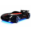 AUTOBETT Roadster Schwarz Kinderbett LED Sound Sportsitze Lattenrost Spoiler - Schwarz, Holzwerkstoff/Kunststoff (90/190cm) - Aileenstore