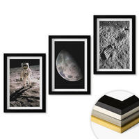 WANDBILDER 3er-Set - 20x30 cm Schwarzer Rahmen - Astronautenfoto vom Mond - Schwarz, Kunststoff (20/30cm) - ArtPrintCave