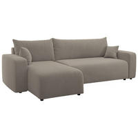 ECKSOFA Pianoni Hellbraun Bouclé-Bezug - Hellbraun/Schwarz, Kunststoff/Textil (244/140cm) - Selsey