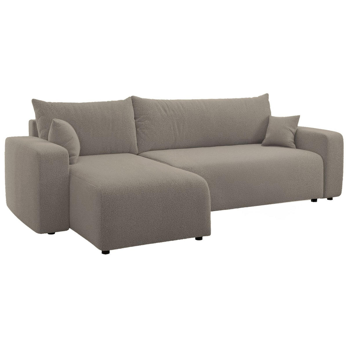 ECKSOFA Pianoni Hellbraun Bouclé-Bezug - Hellbraun/Schwarz, Kunststoff/Textil (244/140cm) - Selsey