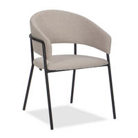 STUHL OVO gespolsterter - beige - Glamour Chenille - Beige/Schwarz, Textil/Metall (56/79/54cm) - NEW HOME