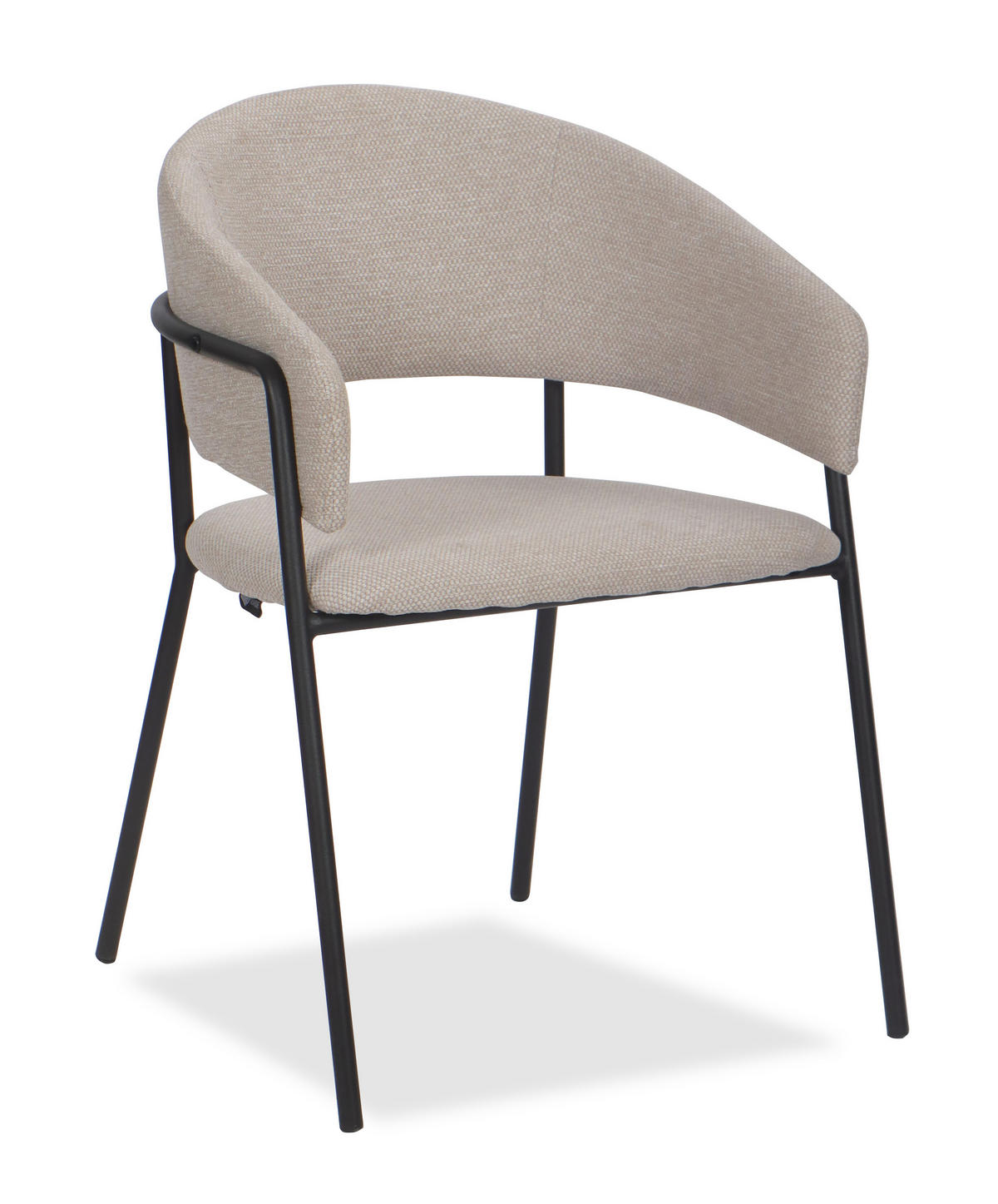 STUHL OVO gespolsterter - beige - Glamour Chenille - Beige/Schwarz, Textil/Metall (56/79/54cm) - NEW HOME