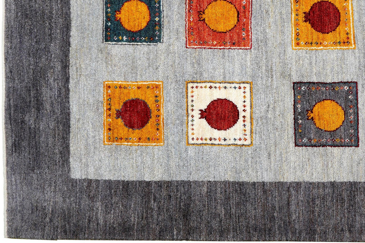 GABBEH-TEPPICH handgeknüpft Rizbaf Grau 232/178 cm Schurwolle - Grau, Textil (178/232cm) - Looma