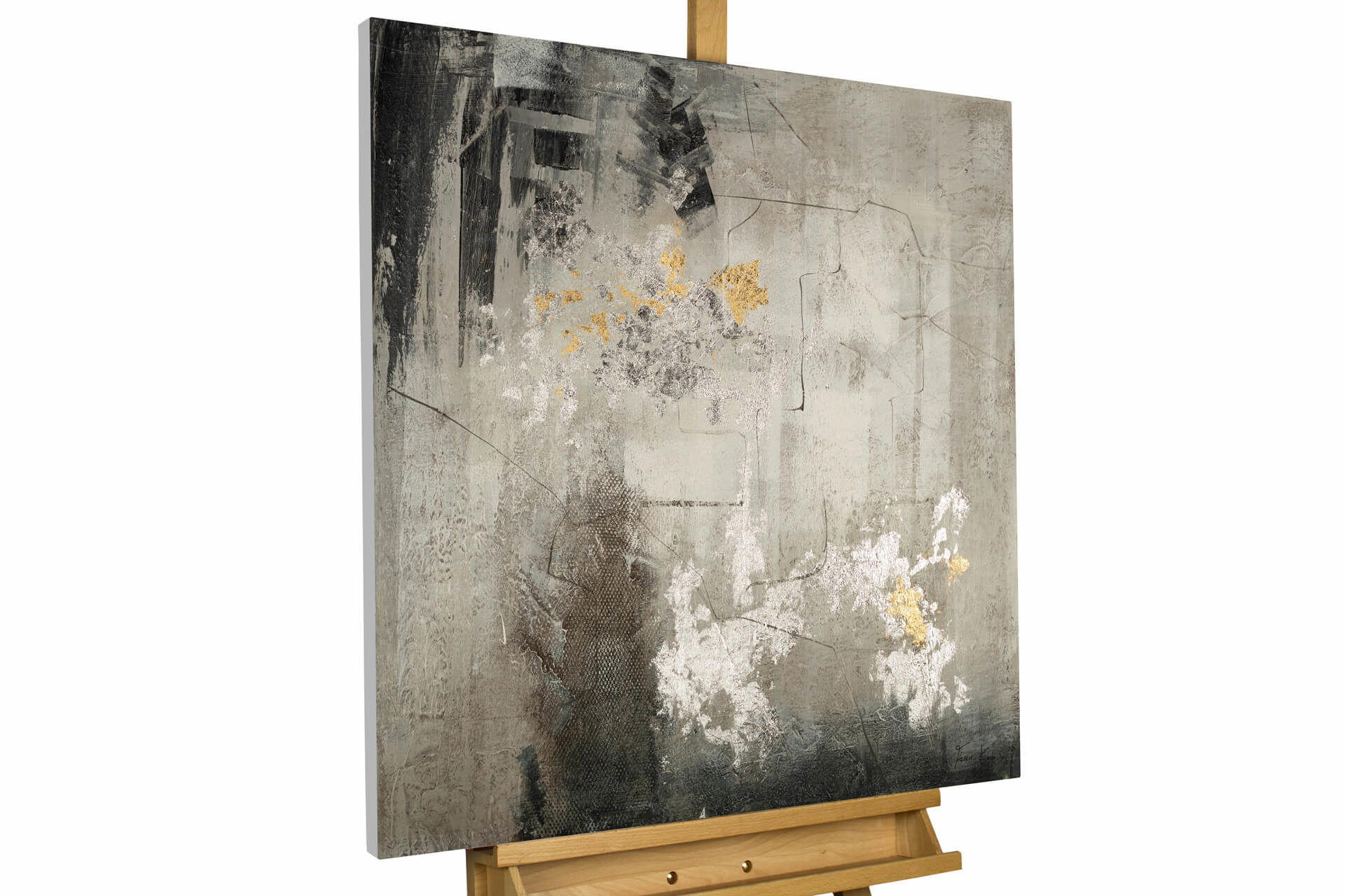 ÖLGEMÄLDE 80/80 cm - Grau, Holz/Textil (1.67/80cm) - KUNSTLOFT