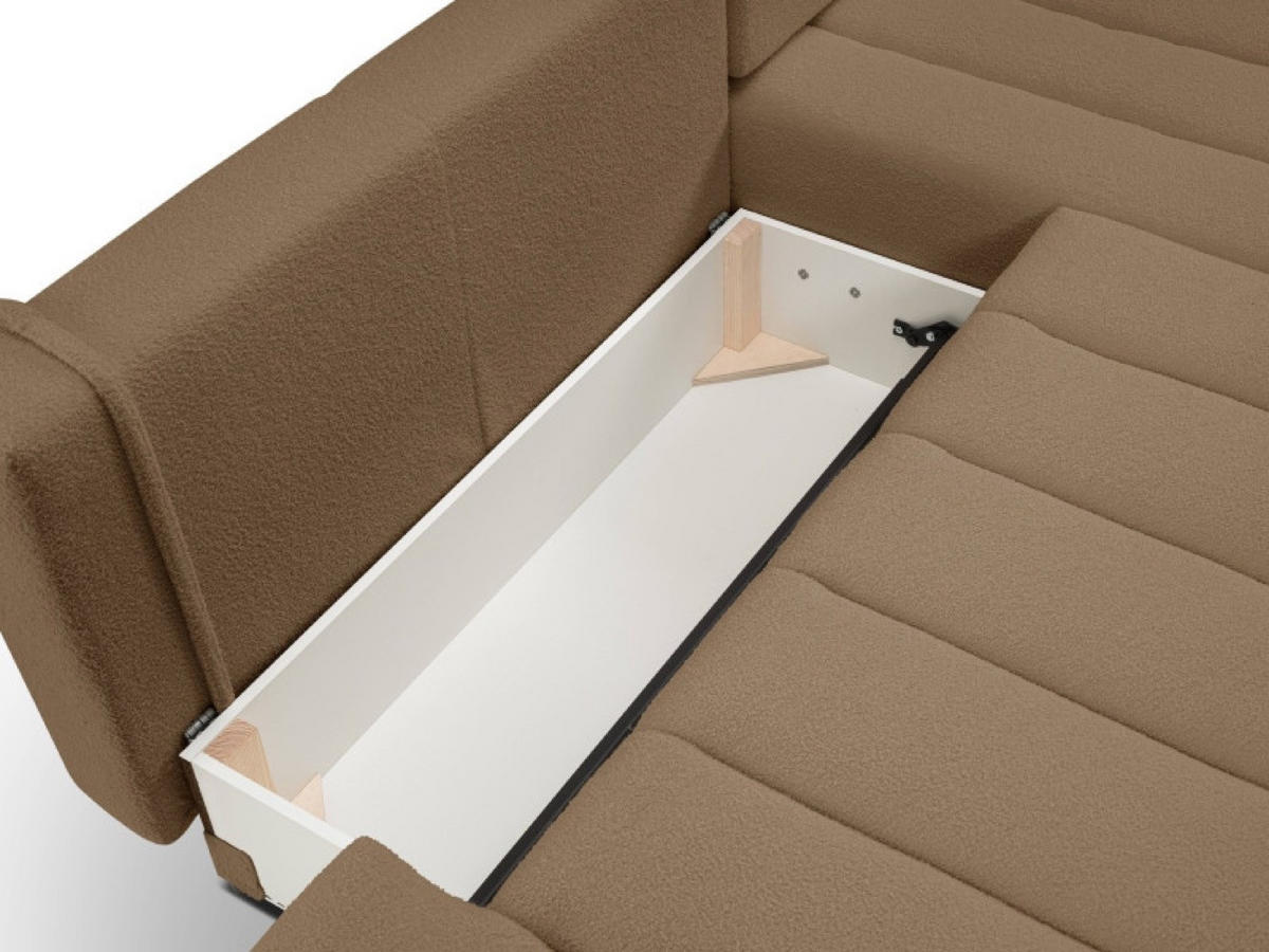 ECKSOFA Braun ALOO Mit Schlaffunktion Rechts Stoff Bouclé - Braun, Textil (176/276cm) - Sepro Meble
