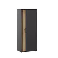 AKTENSCHRANK Raven Tall 164x65x41 cm 4 Fächern & 2 Flügeltüren Akustikplattenoptik Schwarz - Schwarz, Holz (65/164/41cm) - PROREGAL