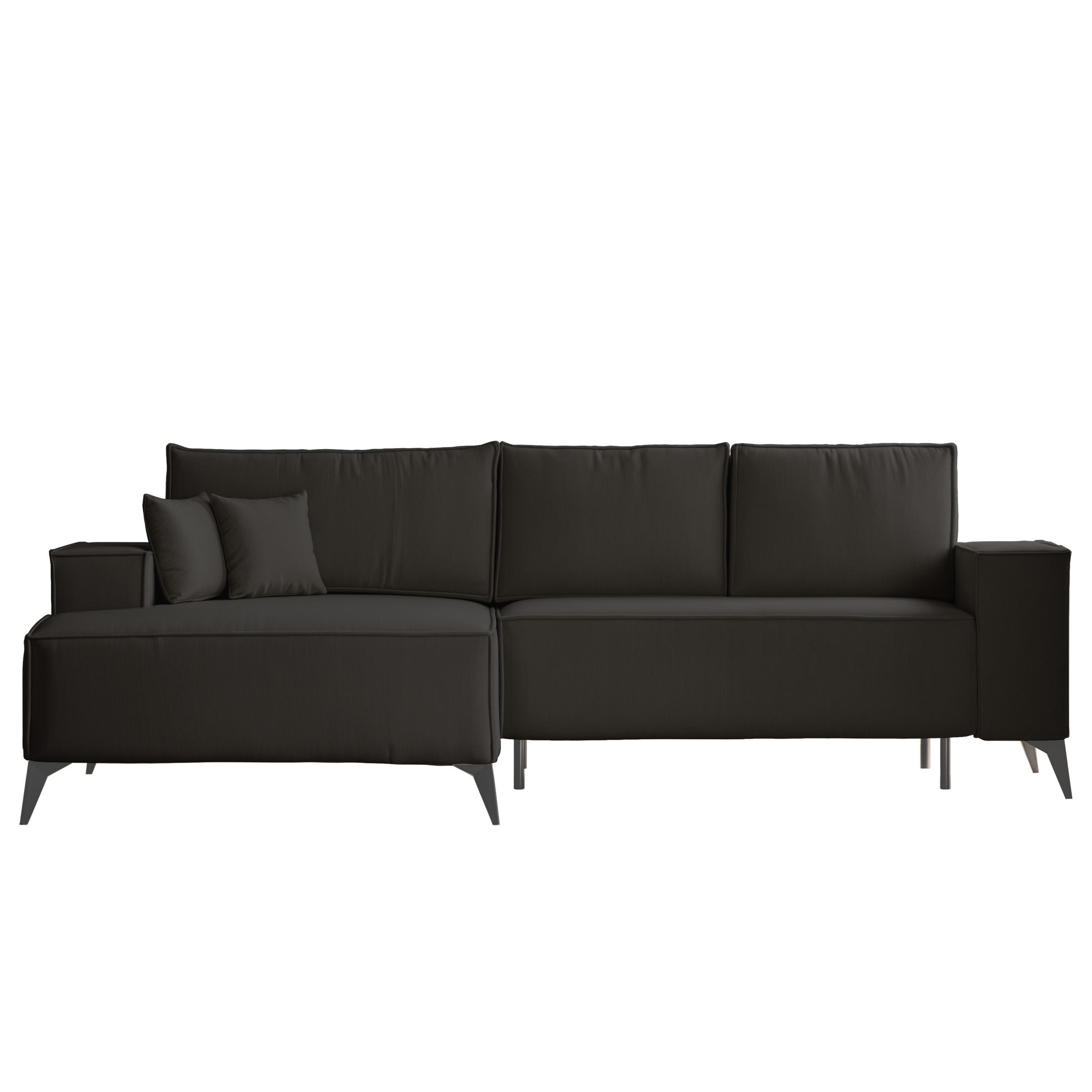ECKSOFA OTIS Links, mit Schlaffunktion und Bettkasten, Anthrazit - Anthrazit, Textil/Metall (294/185cm) - Idohome