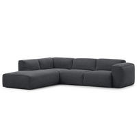 3-SITZER ECKSOFA mit Recamiere - Schwarz/Grau, Kunststoff/Textil (295/231cm) - home24