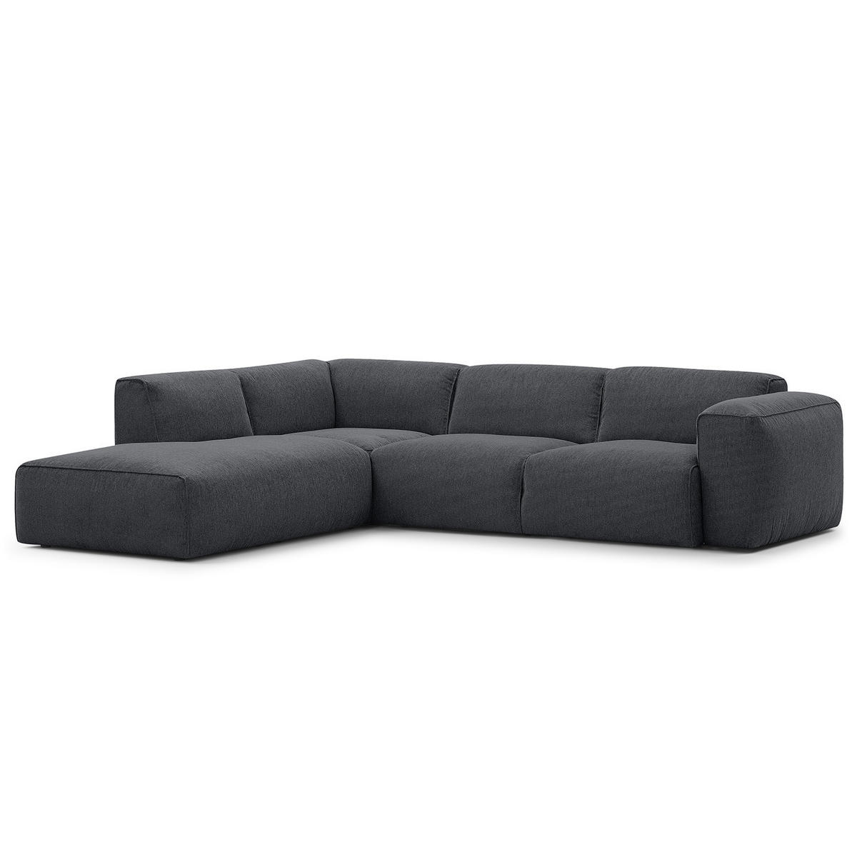 3-SITZER ECKSOFA mit Recamiere - Schwarz/Grau, Kunststoff/Textil (295/231cm) - home24