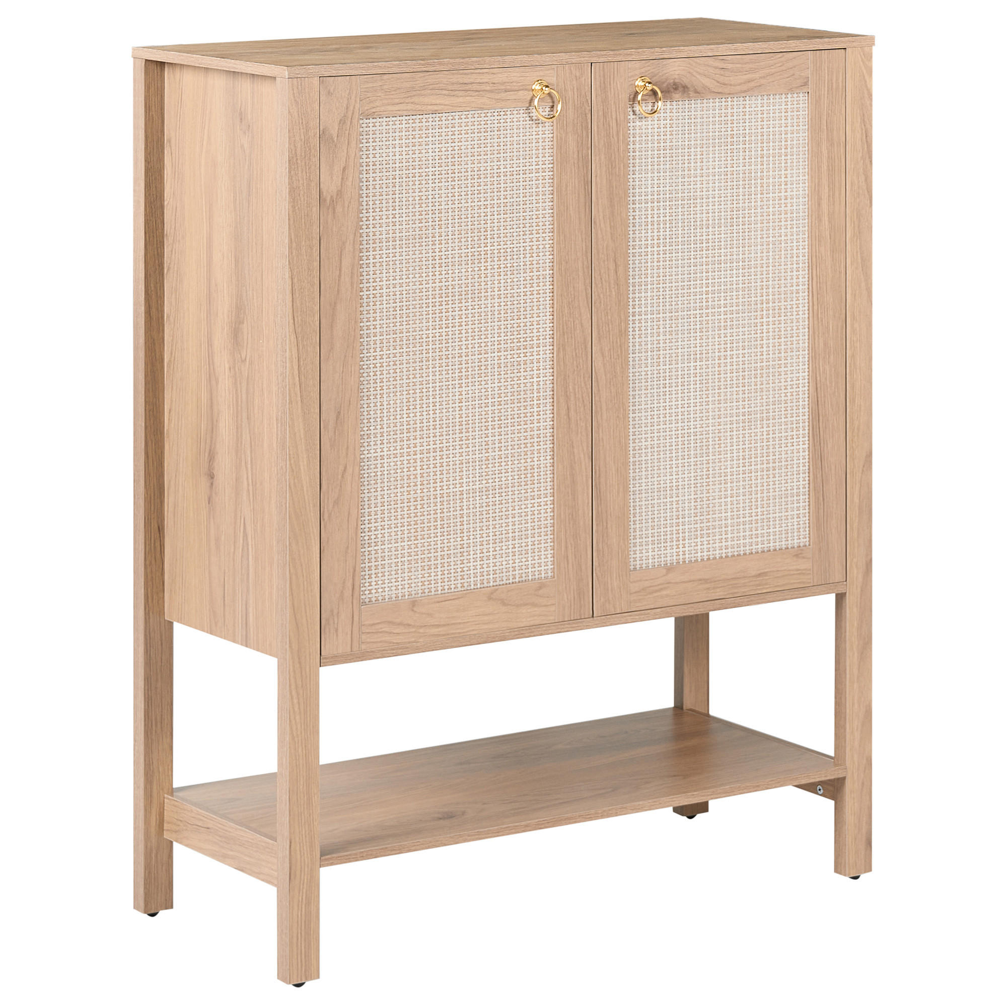 Beliani Schuhschrank Hellbraun, Braun 80x101x36 cm