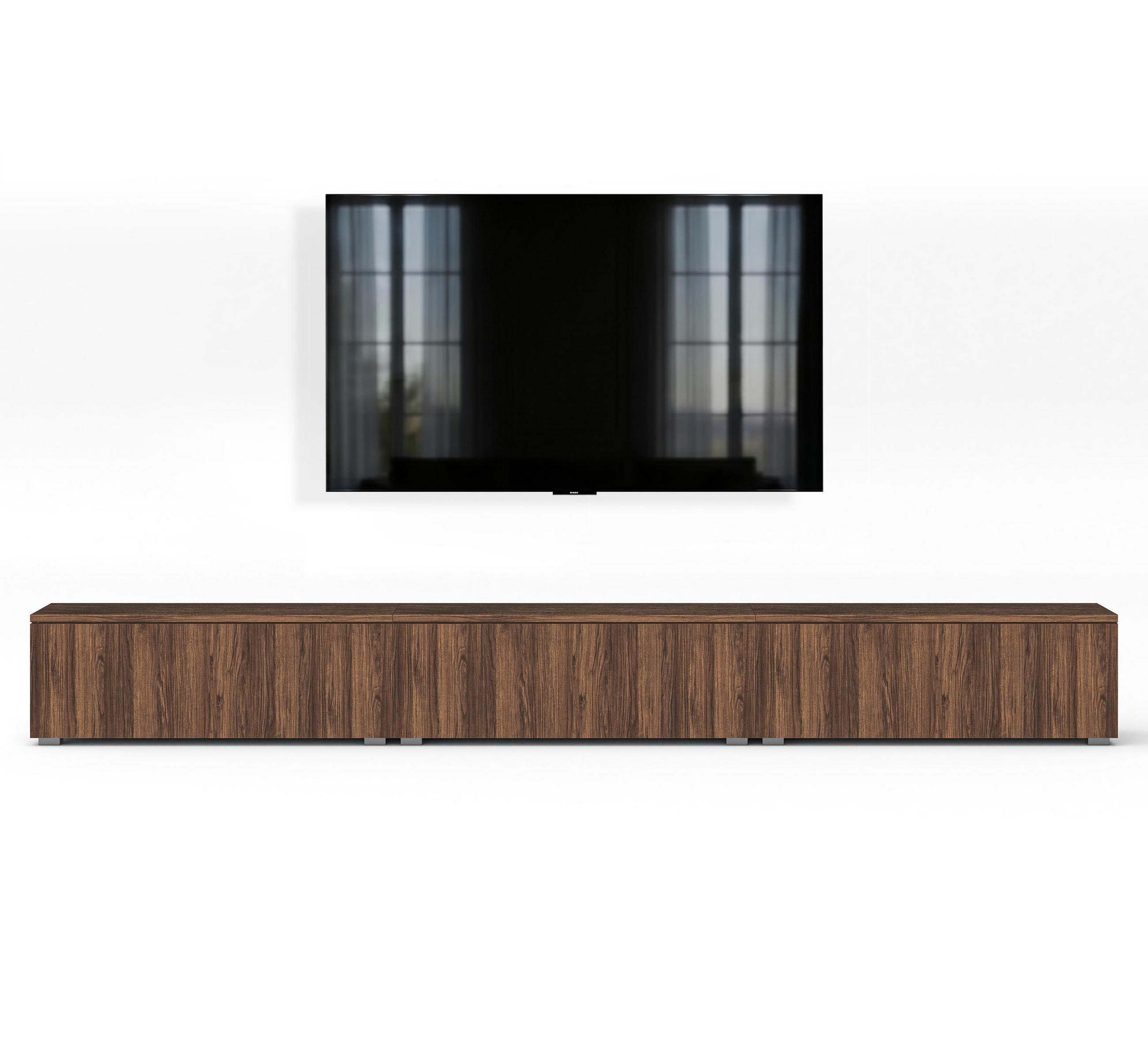 LOWBOARD Barvo 3x100 Nussbaum Warmia 300/36,5/32 cm – hängend oder stehend - Nussbaumfarben, Holzwerkstoff/Kunststoff (300/36.5/32cm) - AX Living