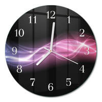 WANDUHR fi30 cm - Abstrakte Linien - Lila, Glas (30/30/0.4cm) - TULUP