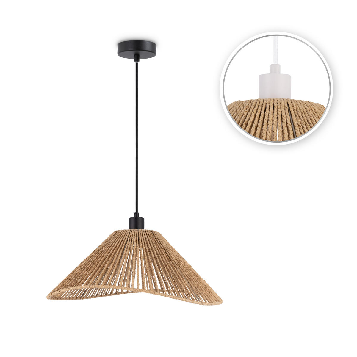 PENDELLEUCHTE Hugo - Schwarz, Metall (45/45/25cm) - Paco Home