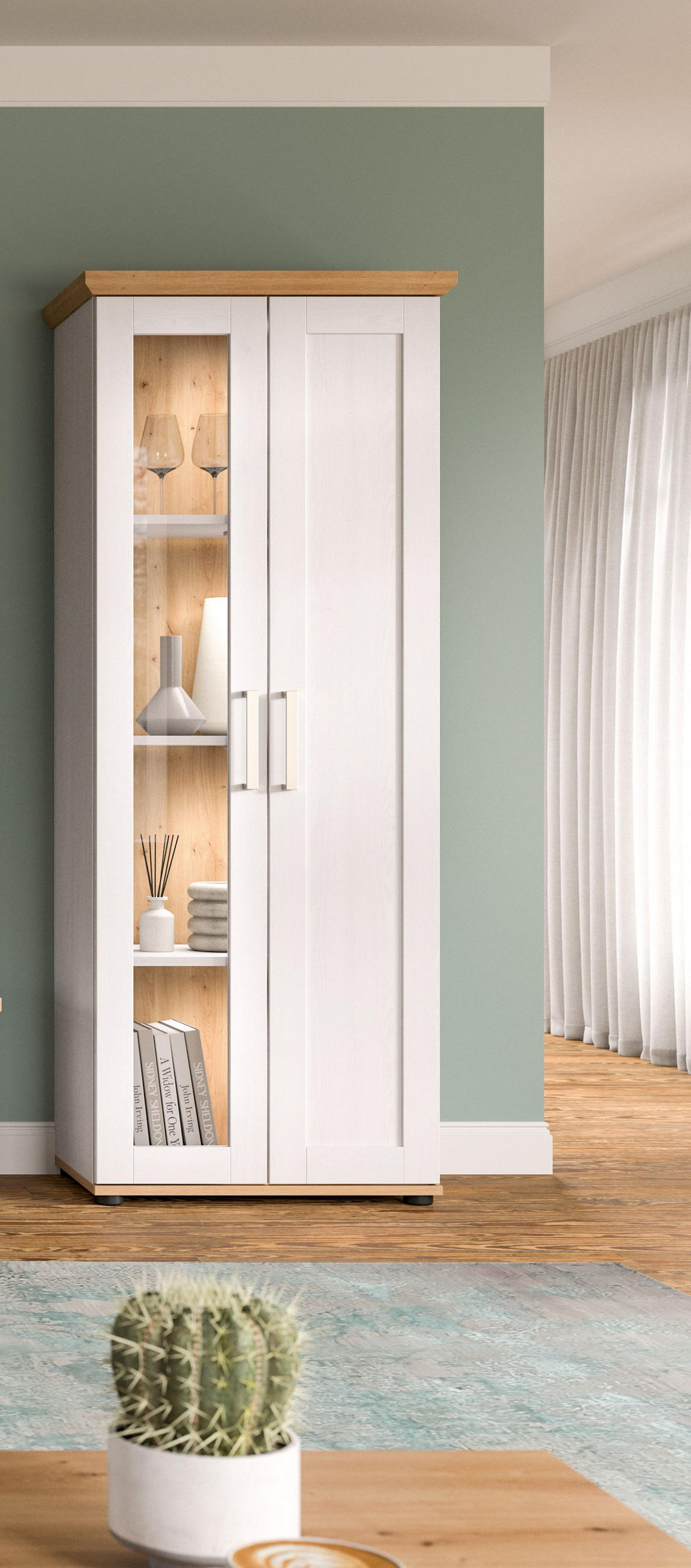 VITRINE VERONA (B/H/T: ca. 64/161/37 cm) in Sibiu Lärche Nachbildung/Sibiu Lärche Nachbildung - Lärchefarben, Holzwerkstoff (64/161/37cm)