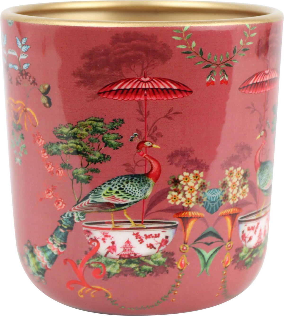 ÜBERTOPF Asian Fauna rot - Rot, Metall (12/13/12cm) - FURNARO