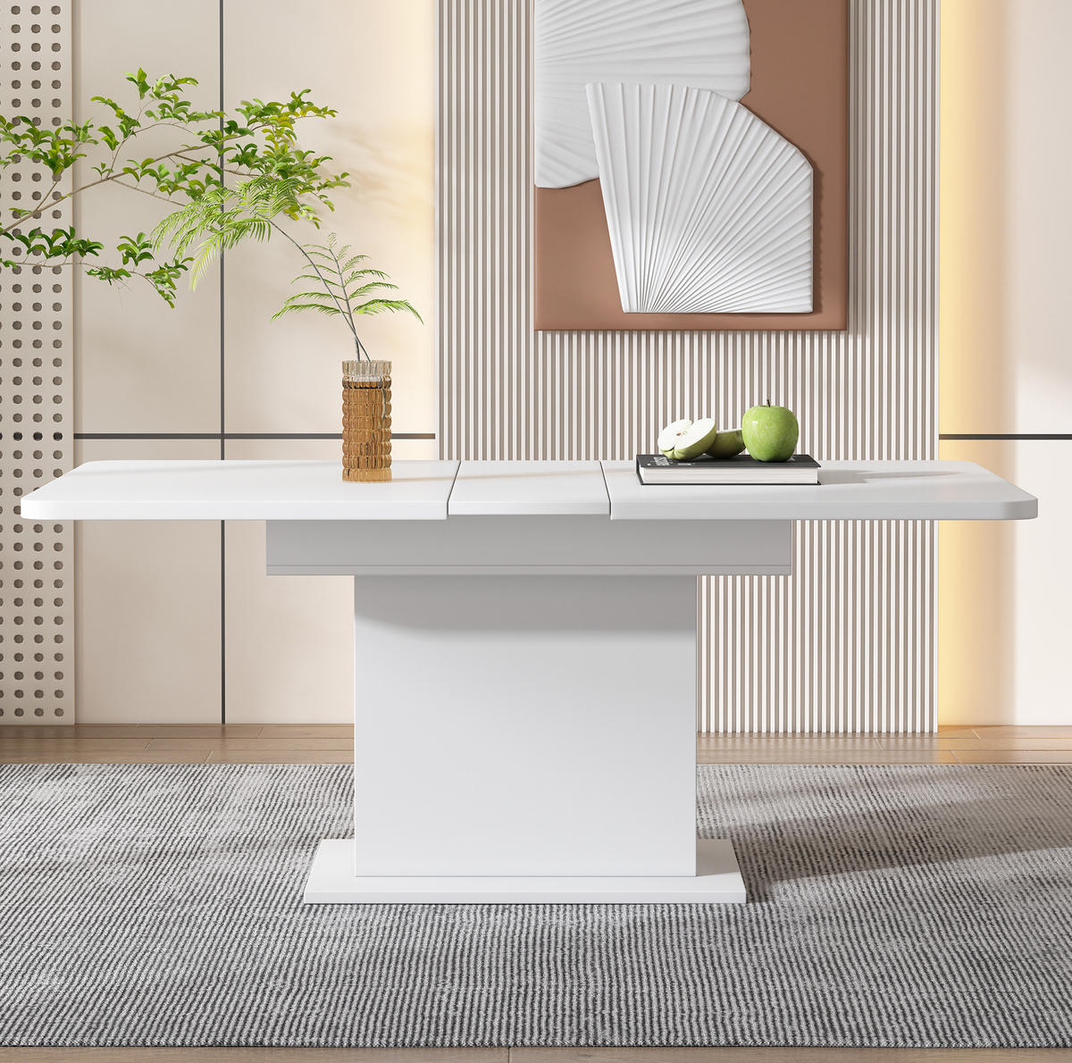 ESSTISCH aus Spanplatte und Metall 130x70x75 cm Weiß ausziehbar mit Stauraum, multifunktional und platzsparend - Weiß, Holzwerkstoff (130/70/75cm) - Modfu