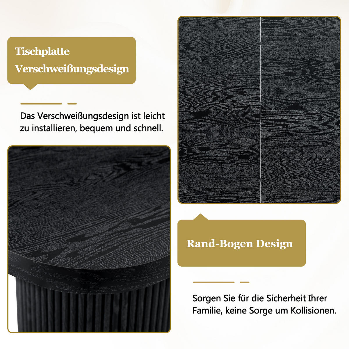 ESSTISCH Holzoptik Schwarz 180/90/76 cm - Schwarz, Holz (90/180/76cm) - PANGIVO