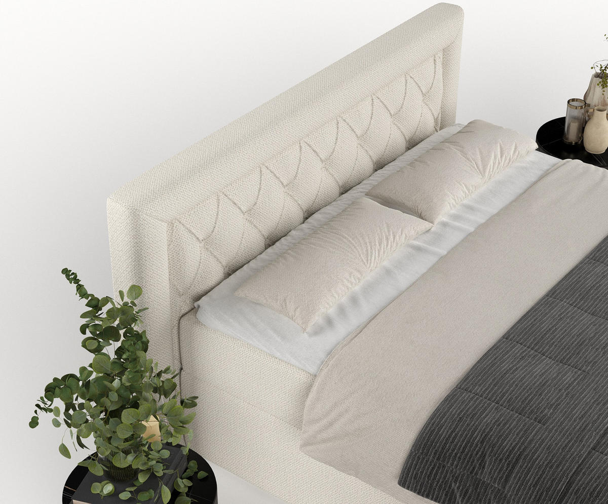 BOXBETT Jayleen Beige 180/200 cm - Beige/Schwarz, Holz/Holzwerkstoff (180/200cm) - Maison de Reve