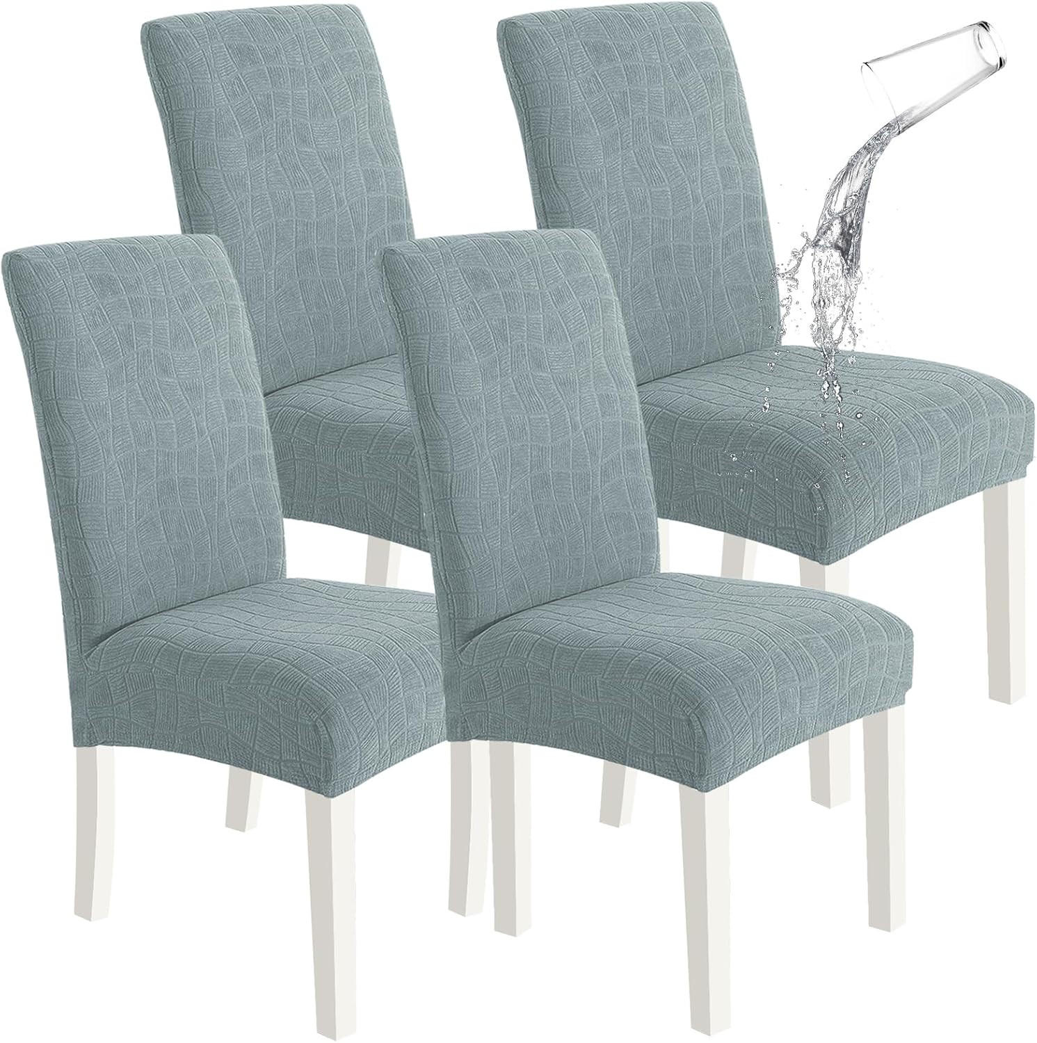STUHLHUSSE – dehnbar von 35 bis 53 cm – graublau – 4er-Set - Blau, Textil (47/36cm)