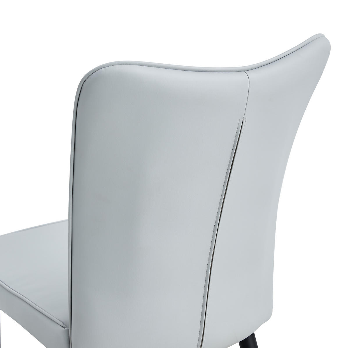 ESSZIMMERSTÜHLE 2er-Set ergonomisch PU Hellgrau/Schwarz - Hellgrau, Metall (44/89/45cm) - Meubliv