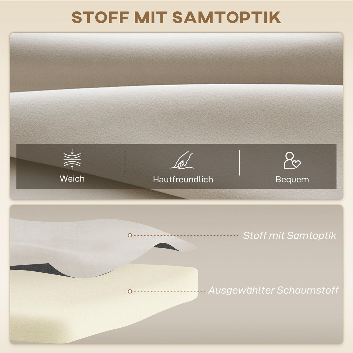 SCHLAFSOFA 2er-Sofa DE-08217 mit Schlaffunktion, Beige - Beige, Metall (102/81/73cm) - ComfortXL