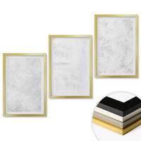 WANDBILDER 3er Set - 40x60 cm Goldrahmen - Minimalistischer Hintergrund mit weißen Punkten - Goldfarben, Kunststoff (40/60cm) - ArtPrintCave